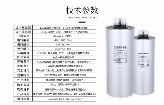 滤波型电力电容器技术参数