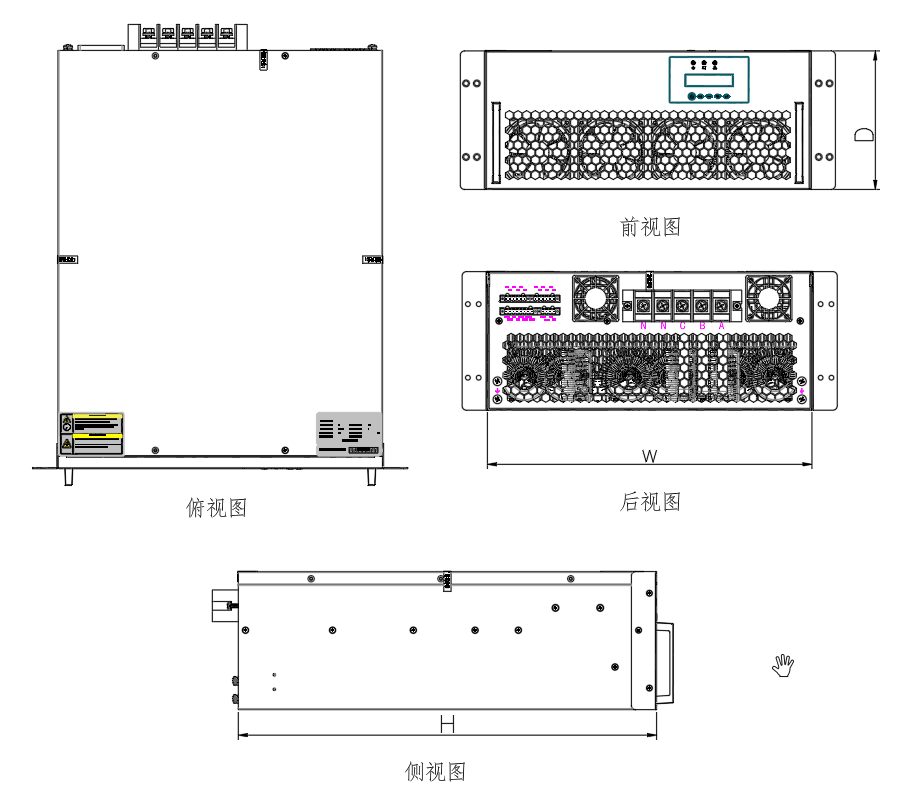 o4391-apf_rack-mounted-module_dimension-drawing_six-views.png
